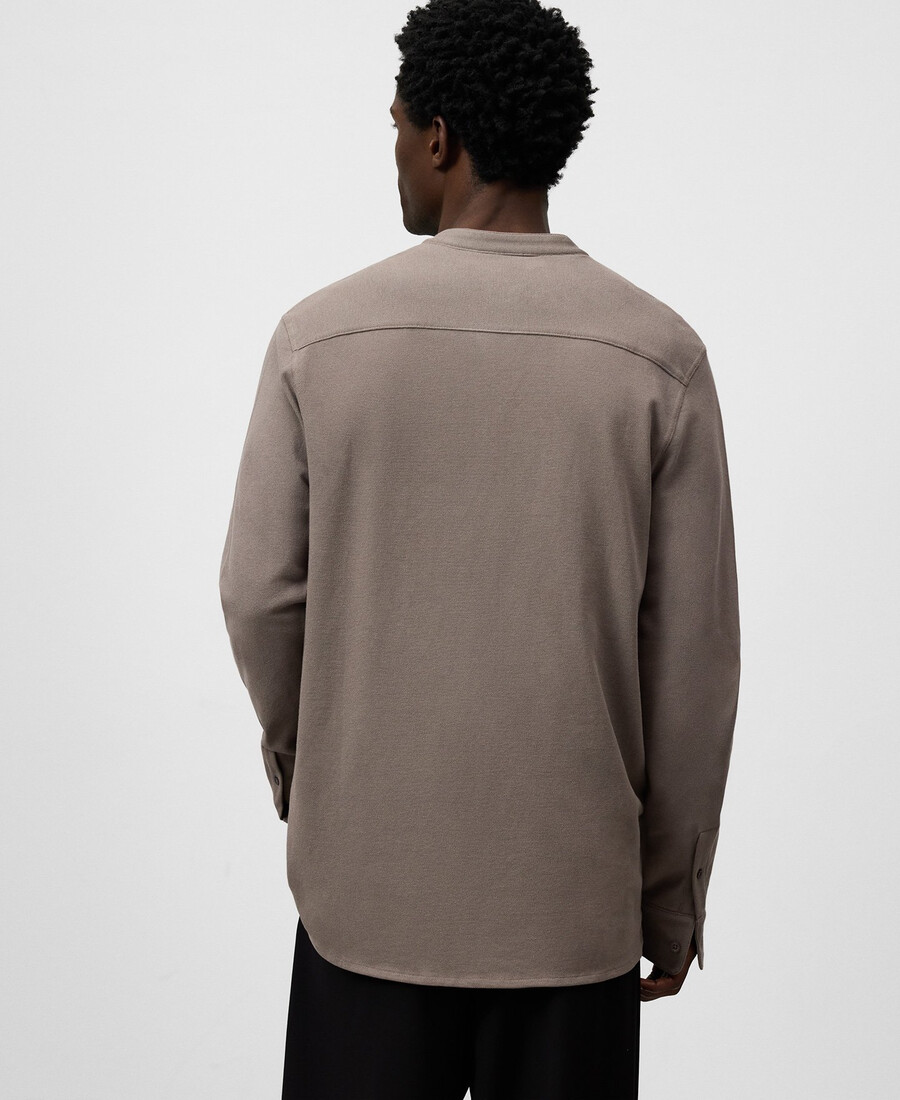 chemise à col mandarin en maille piqué pour homme