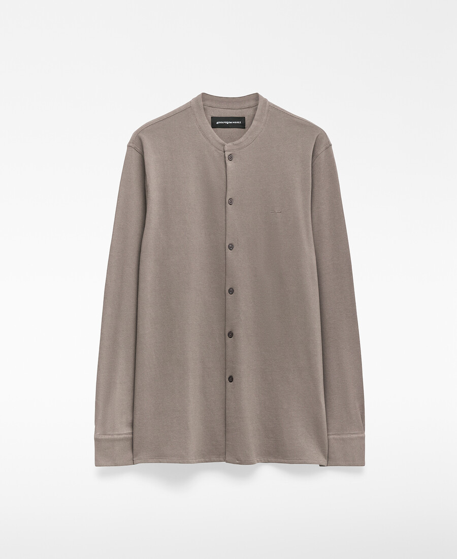 chemise à col mandarin en maille piqué pour homme