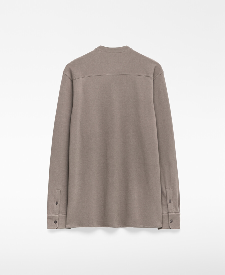 chemise à col mandarin en maille piqué pour homme