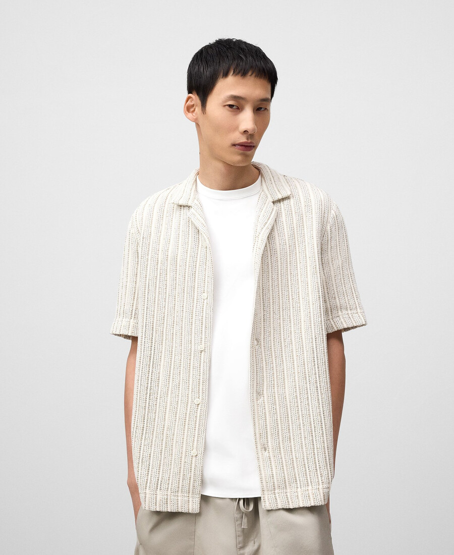 chemise structurée à col bowling pour homme