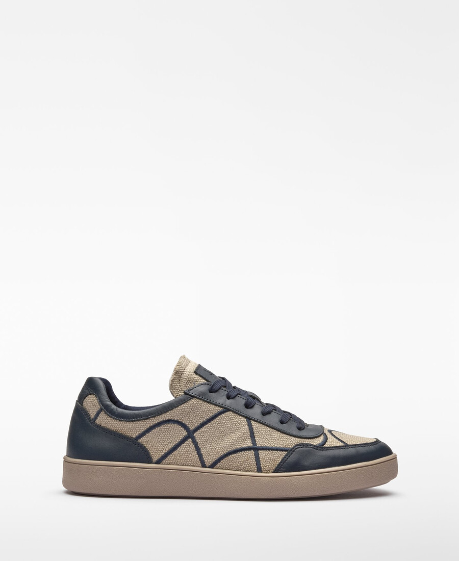 baskets homme en toile cousue et cuir