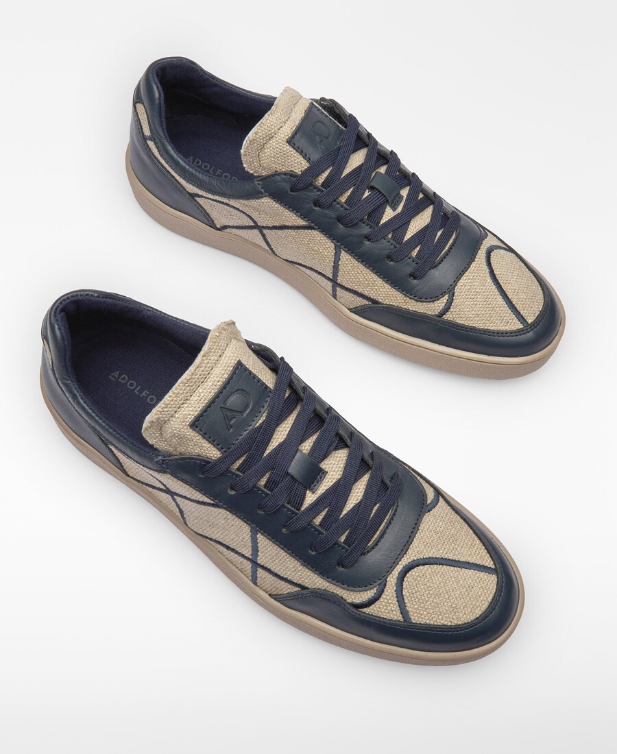 baskets homme en toile cousue et cuir