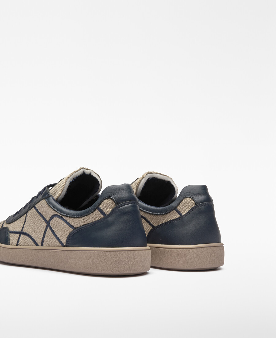 baskets homme en toile cousue et cuir
