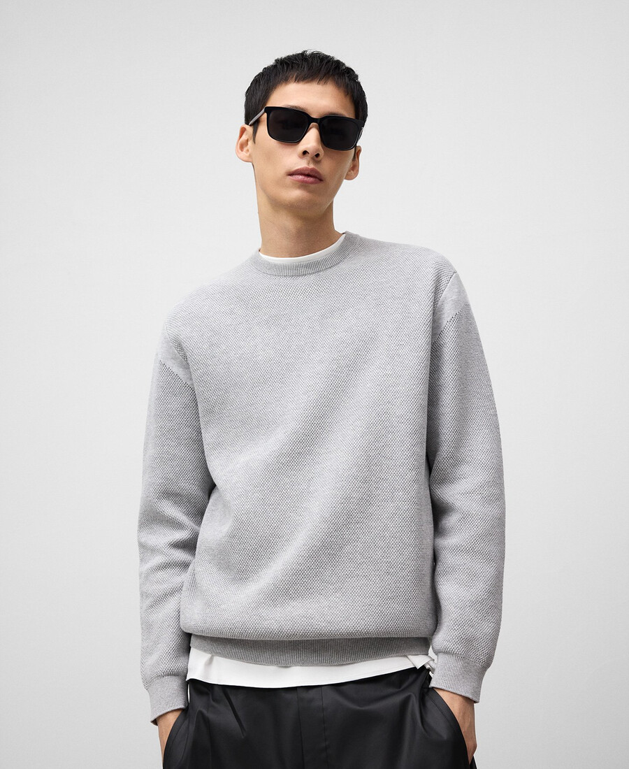 pull en maille structurée de coton pour homme