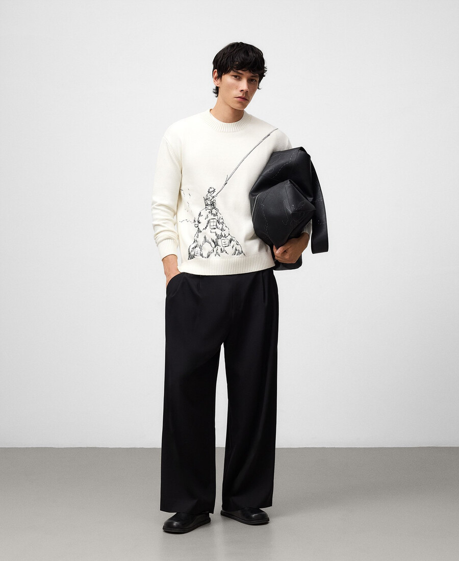 pull brodé homme