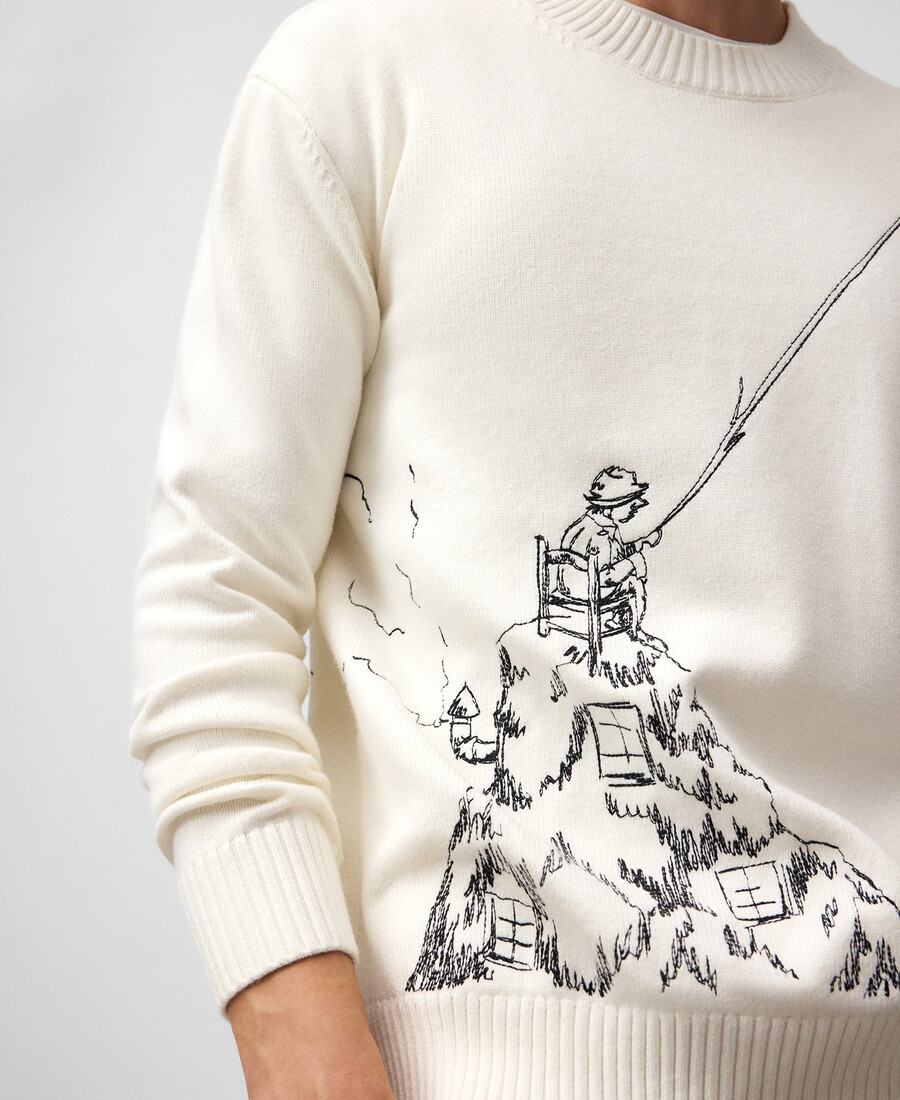 pull brodé homme