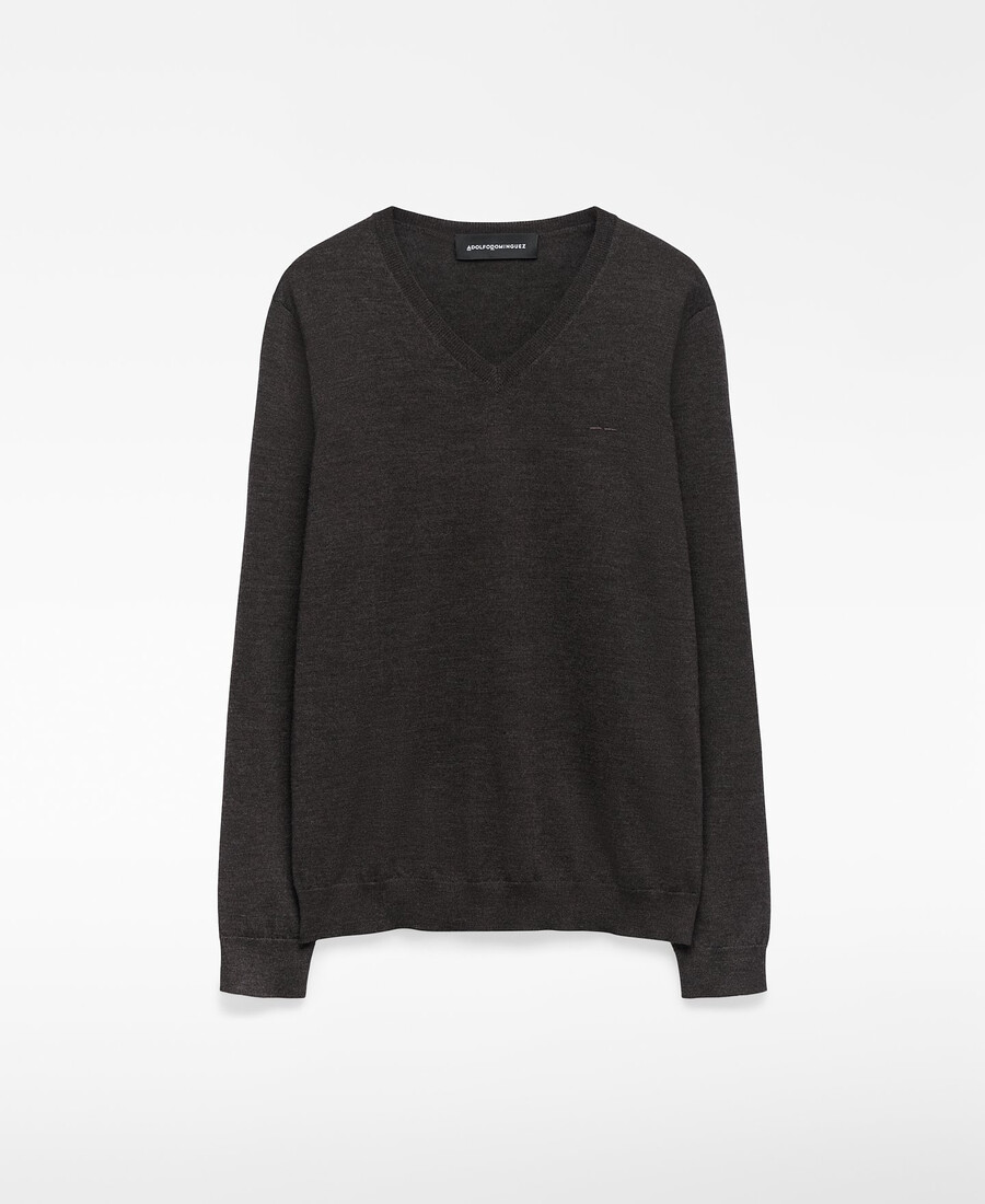 pull homme en laine mérinos à col en v