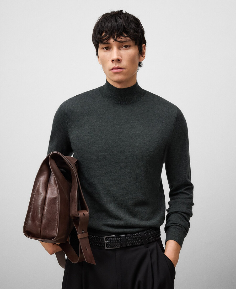 pull homme en laine mérinos à col perkins