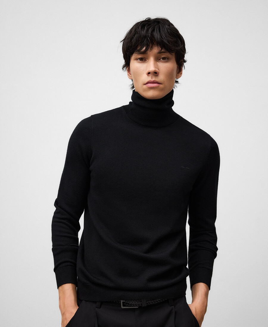 pull à col roulé en laine mérinos pour homme
