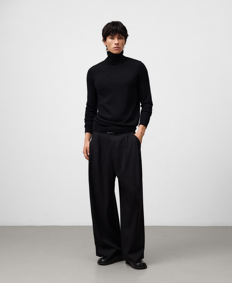 pull à col roulé en laine mérinos pour homme