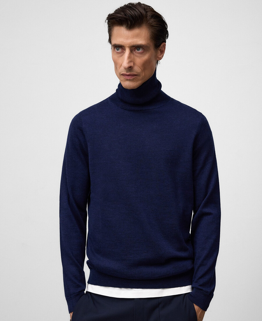 pull à col roulé en laine mérinos pour homme