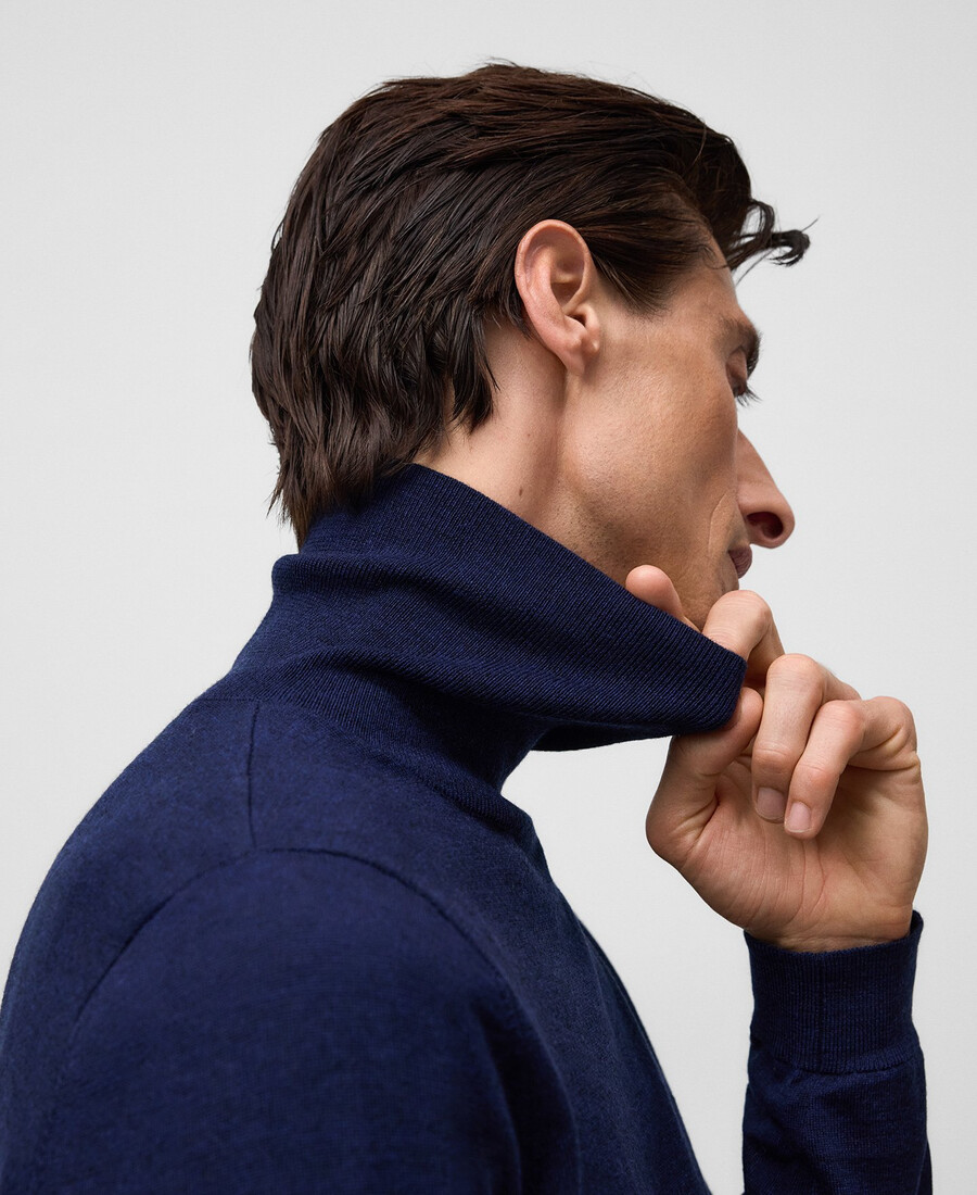 pull à col roulé en laine mérinos pour homme