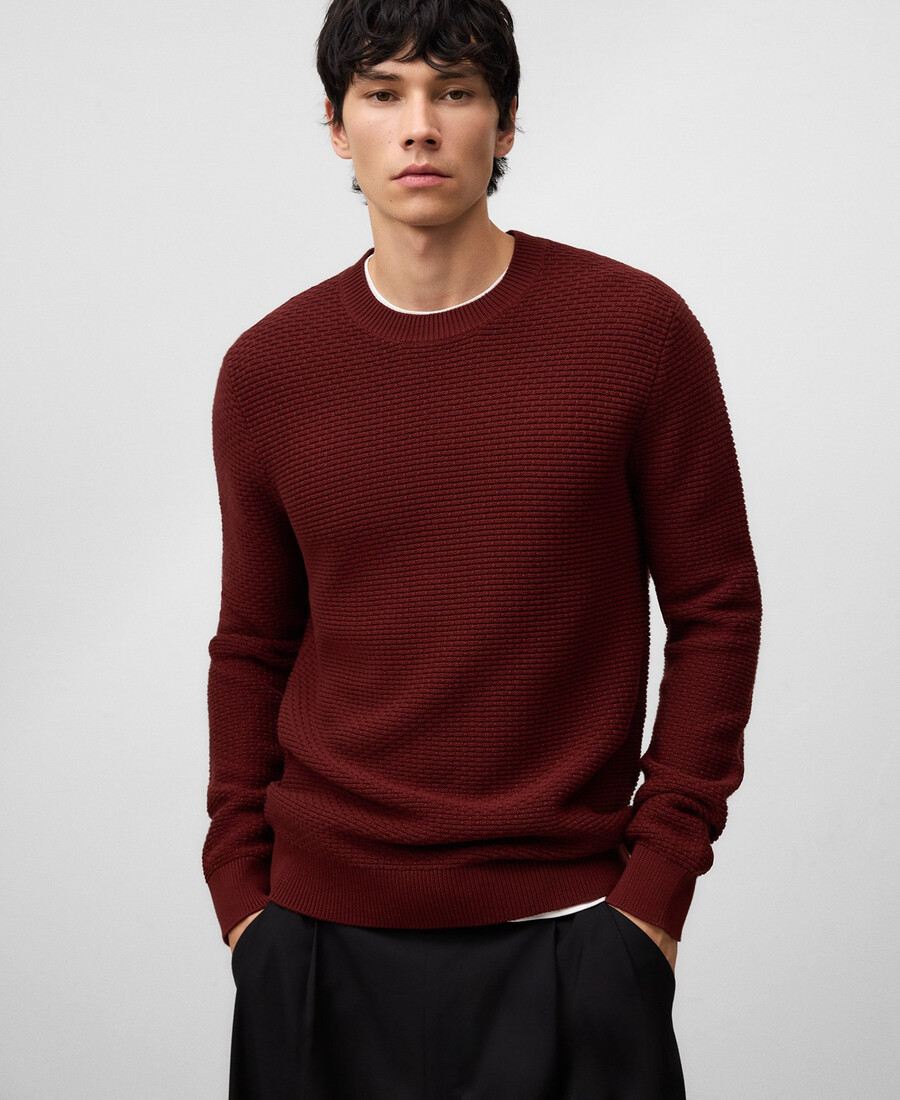 pull en maille structurée de coton pour homme