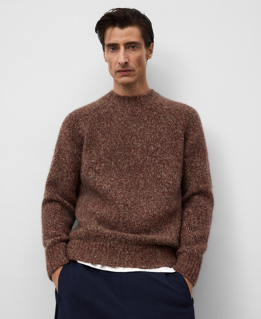 pull homme en maille chinée à col rond