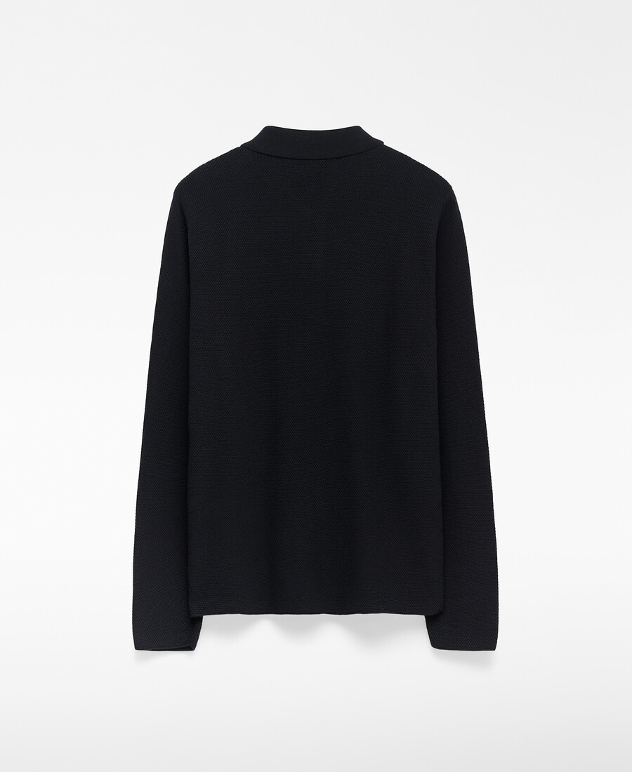 polo homme à manches longues en maille structurée