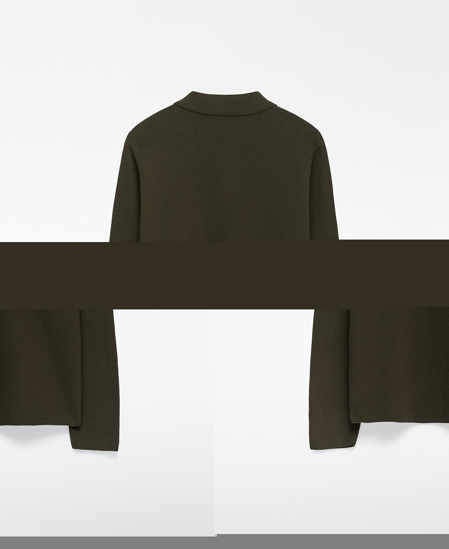 polo homme à manches longues en maille structurée
