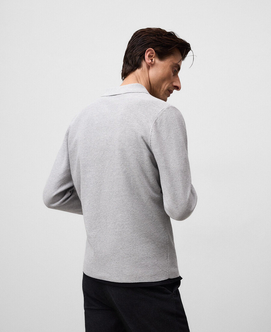 polo homme à manches longues en maille structurée