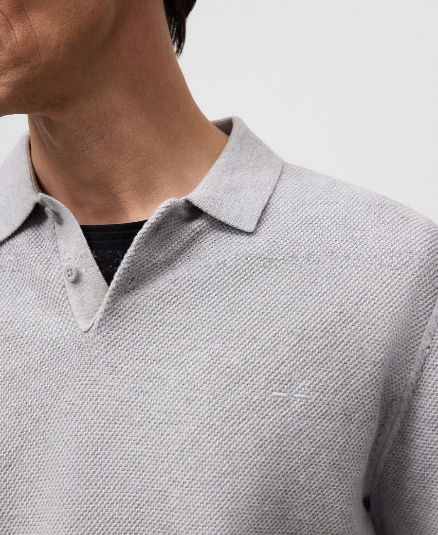 polo homme à manches longues en maille structurée