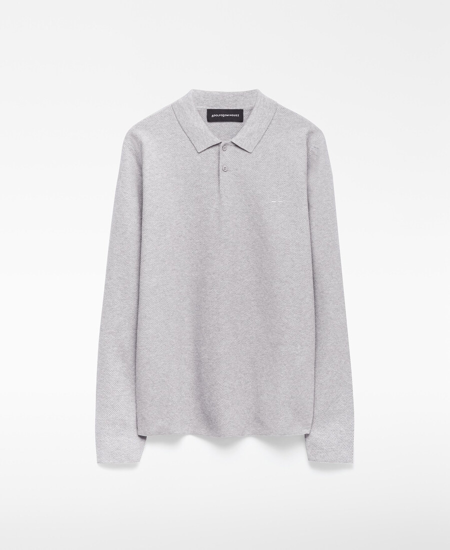 polo homme à manches longues en maille structurée