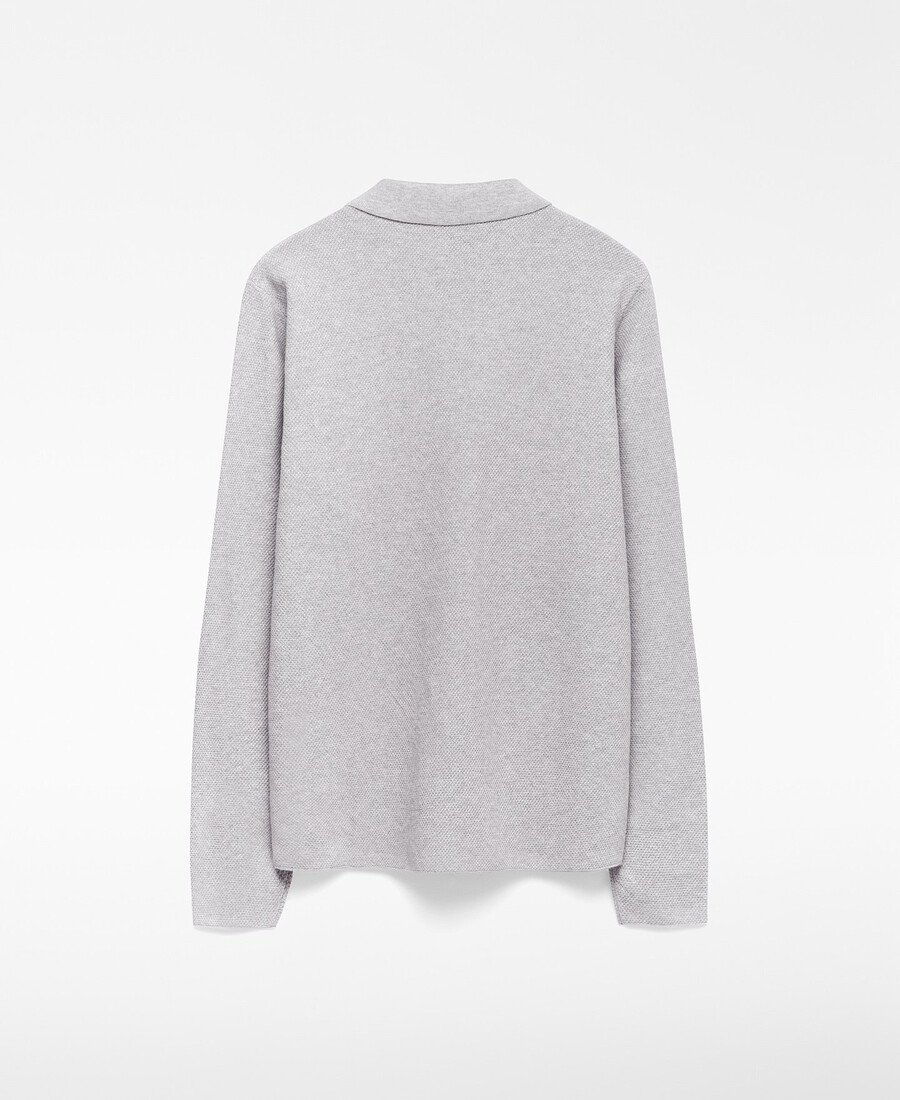 polo homme à manches longues en maille structurée