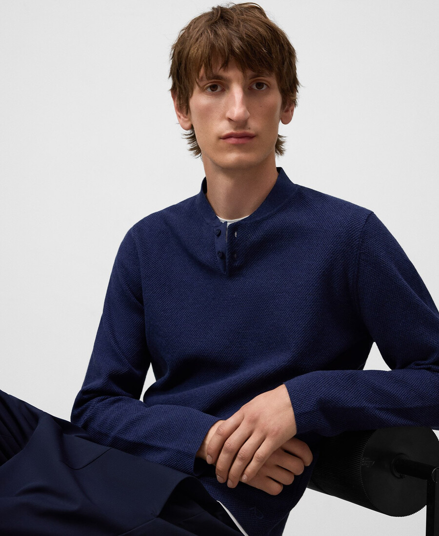 polo homme en coton à col mandarin
