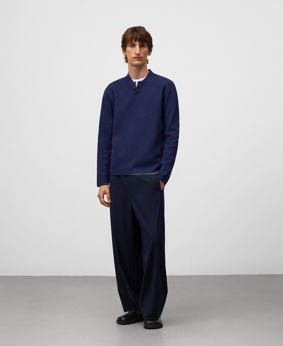 polo homme en coton à col mandarin