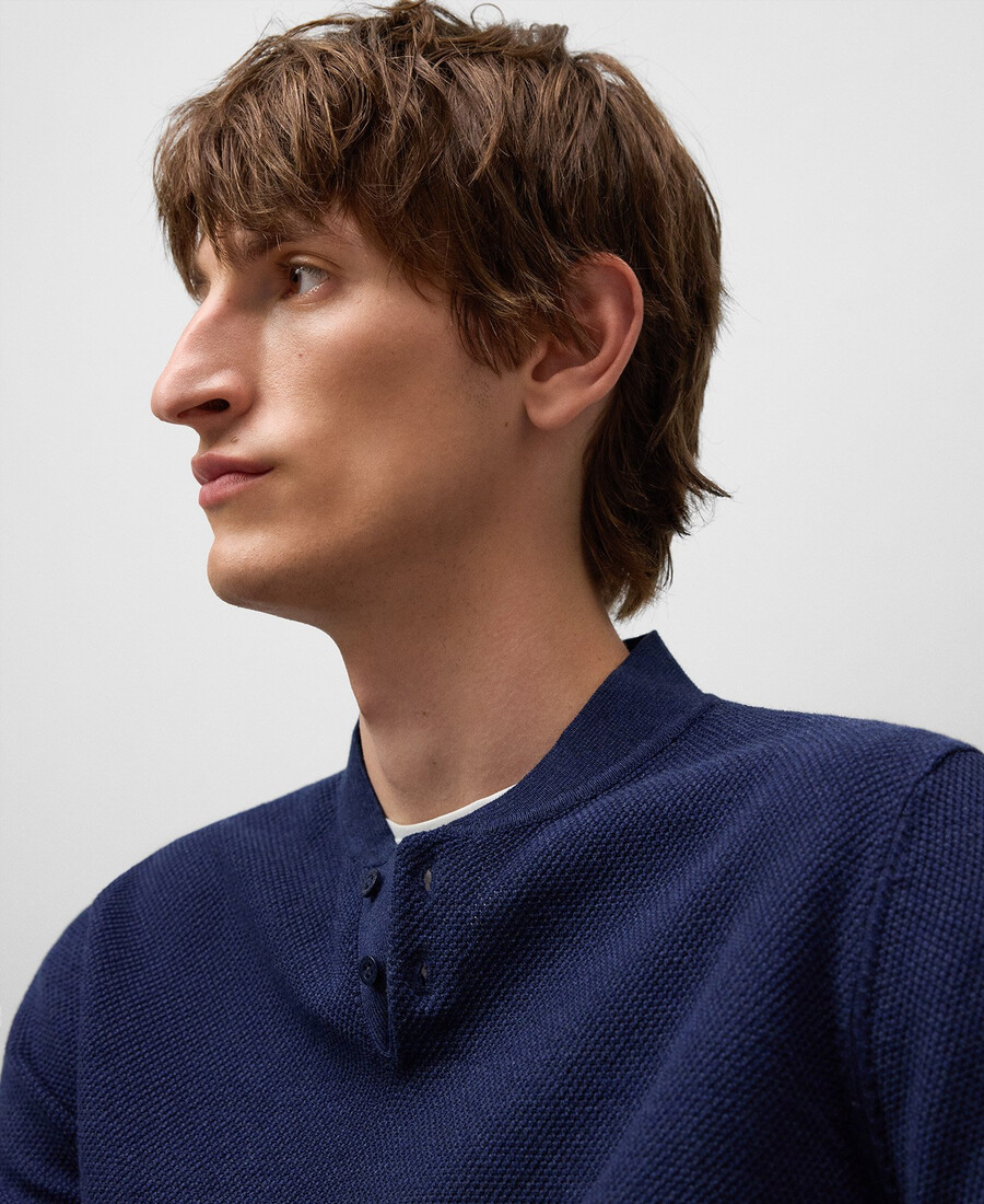 polo homme en coton à col mandarin