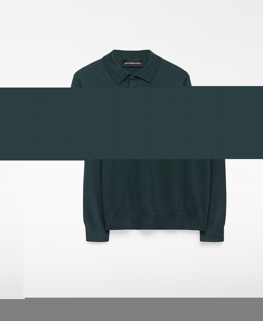 polo homme à manches longues en laine mérinos