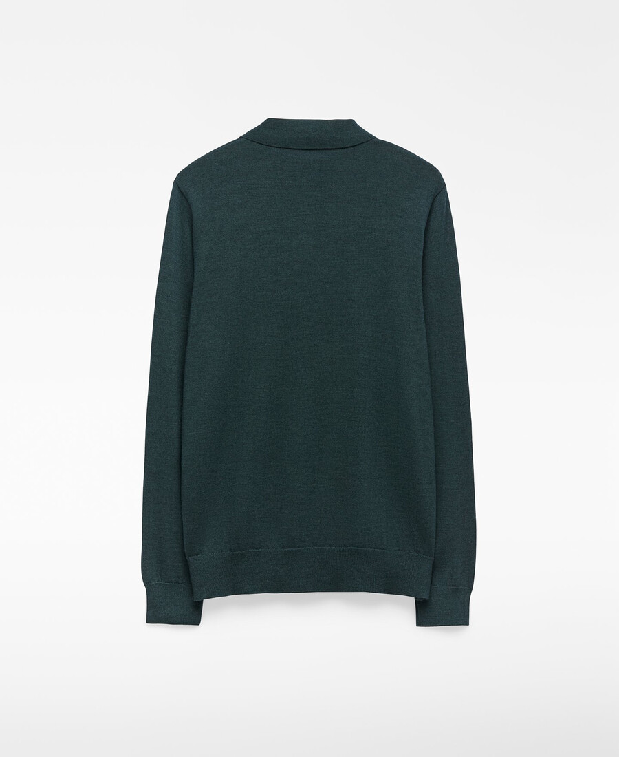 polo homme à manches longues en laine mérinos
