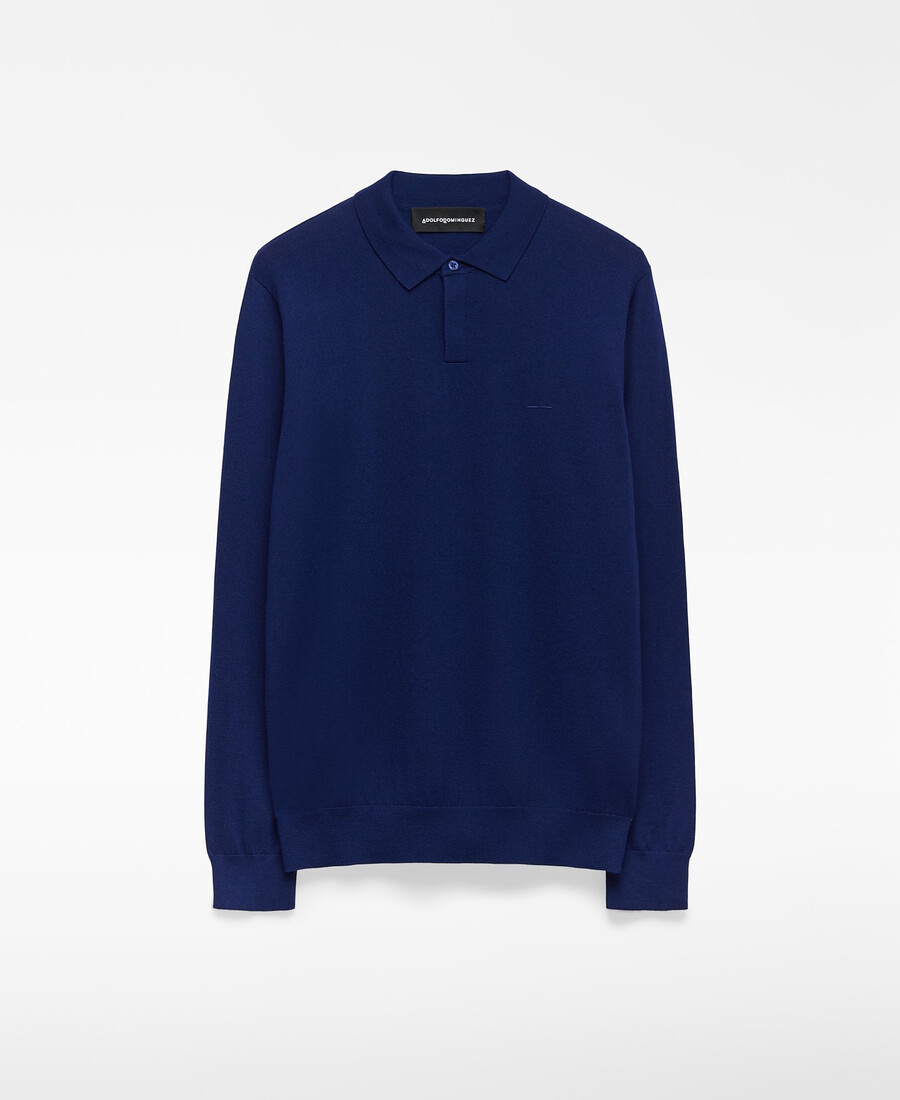 polo homme à manches longues en laine mérinos