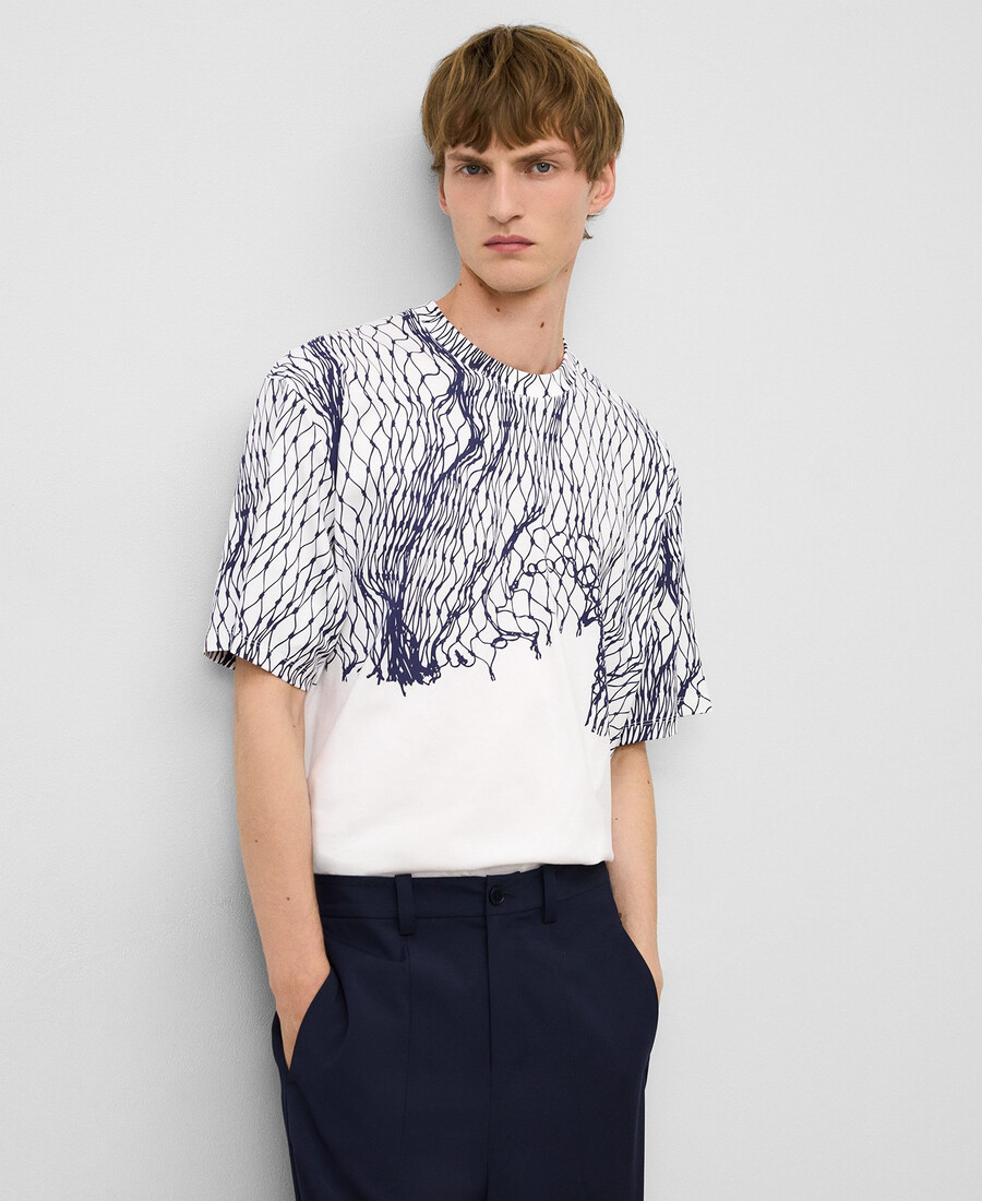 t-shirt imprimé en filet pour homme