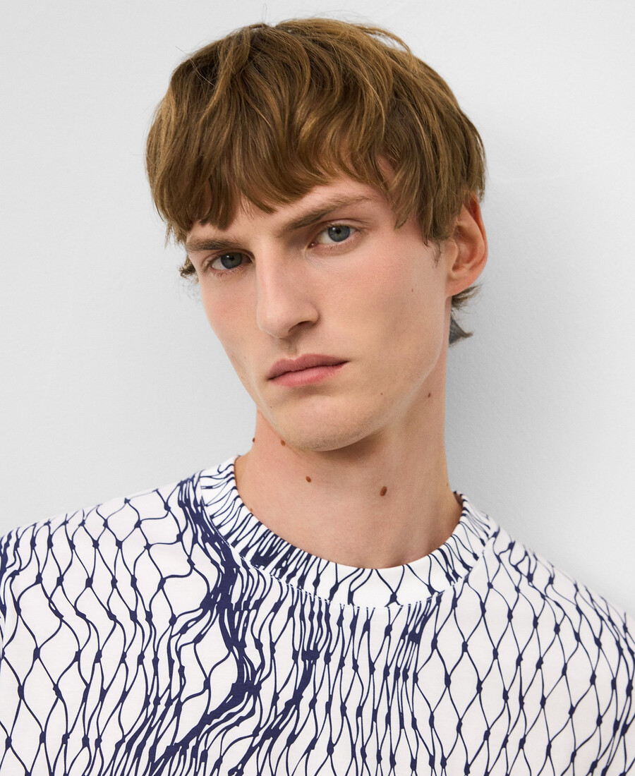 t-shirt imprimé en filet pour homme