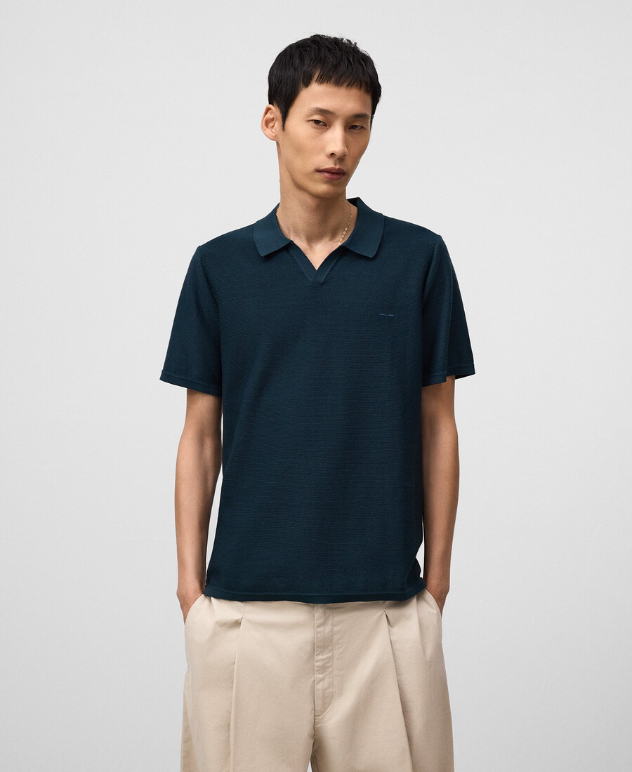 polo homme à col en v en maille structurée