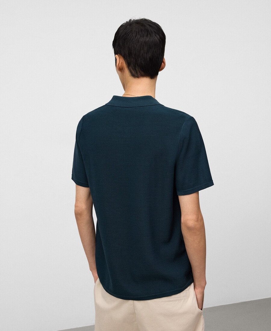 polo homme à col en v en maille structurée