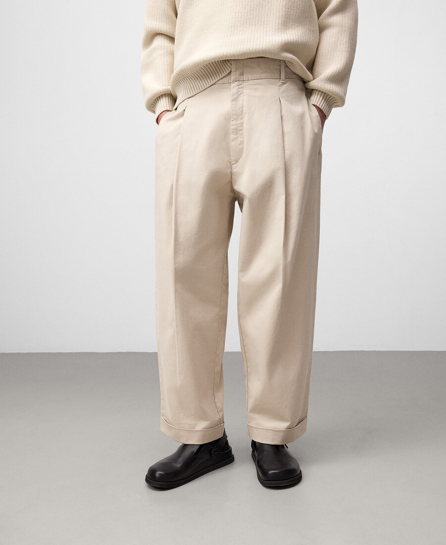 pantalon droit à plis homme