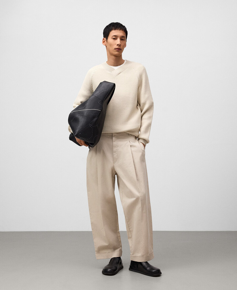 pantalon droit à plis homme