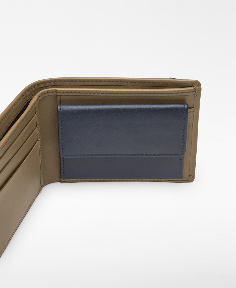 portefeuille homme en cuir bicolore
