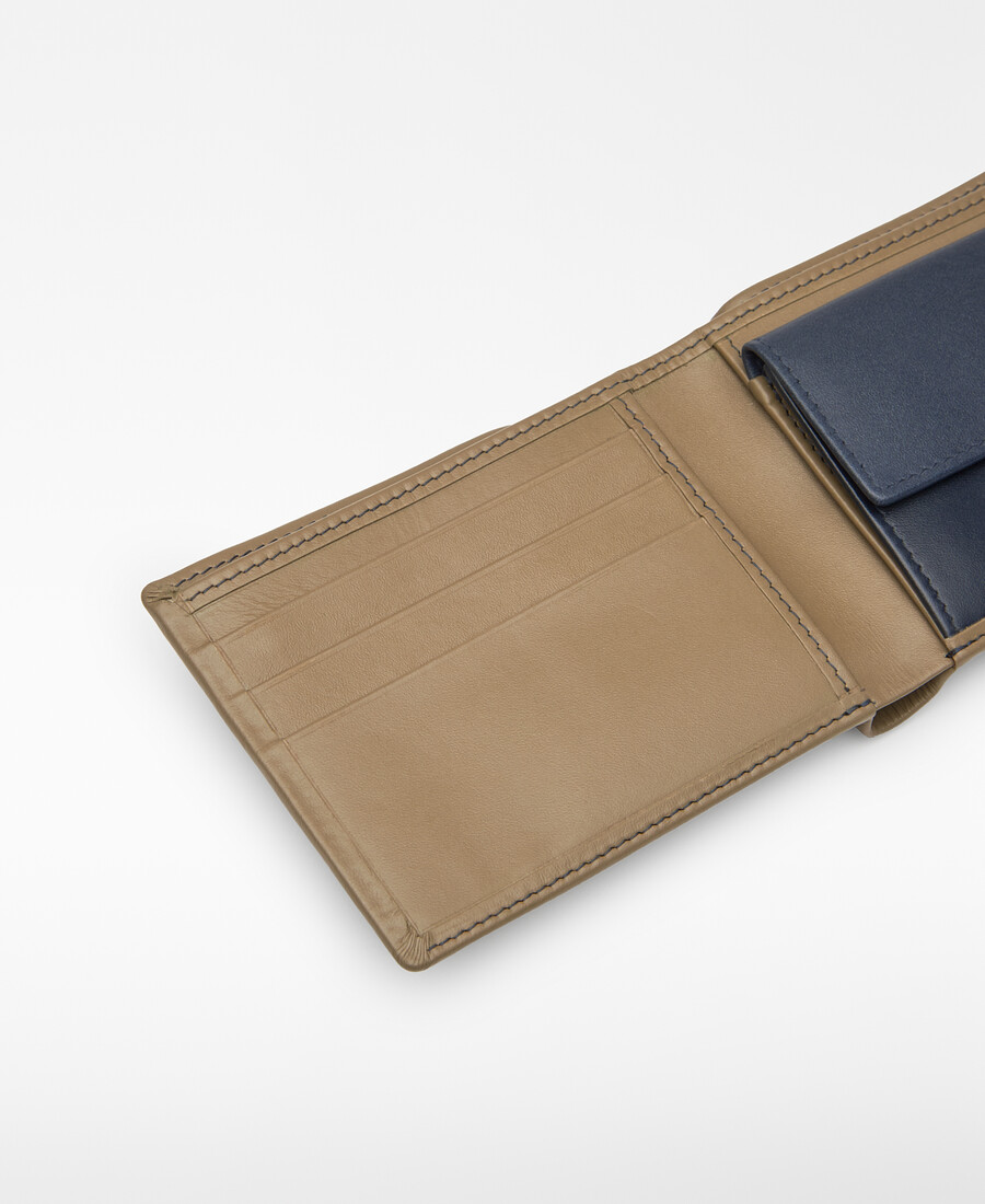 portefeuille homme en cuir bicolore